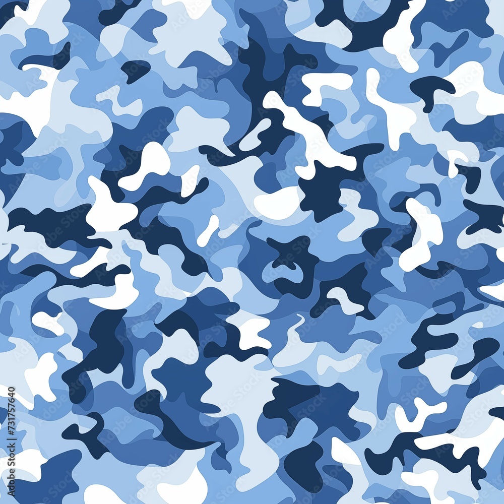 Camouflage texture, navy-blue, medium-blue, light-blue, white background pattern Camouflage texture, navy-blue, medium-blue, light-blue, white background pattern