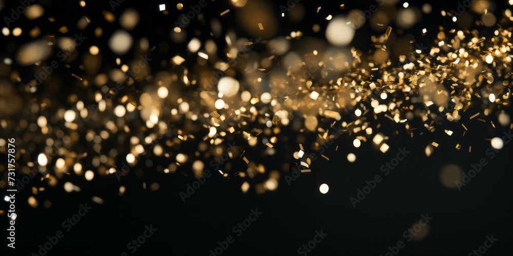 Golden Glitz Sparkling Confetti Celebration on Elegant Black Background Golden Glitz Sparkling Confetti Celebration on Elegant Black Background