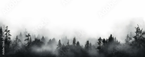 Mysterious Black Mist - Moody Fog Frame on a White Backdrop for Creative Design Use