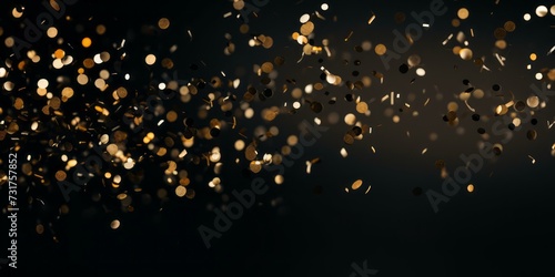 Luxurious Golden Confetti Celebration - Sparkling Festive Background with Flying Glitter on Black