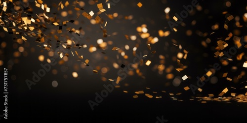 Golden Sparkle Fest Luxurious Confetti Explosion on Elegant Black Background