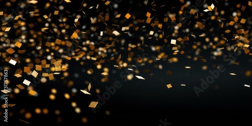 Gleaming Golden Confetti Cascade - Luxurious Sparkles on Elegant Black Background