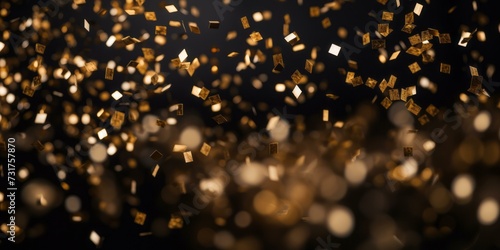 Golden Sparkle Fete - Luxurious Shimmering Confetti on Elegant Black Background
