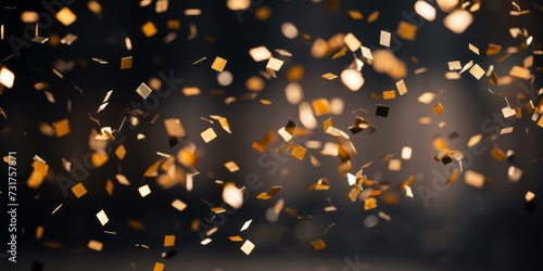 Golden Sparkle Confetti Explosion on Elegant Black Background