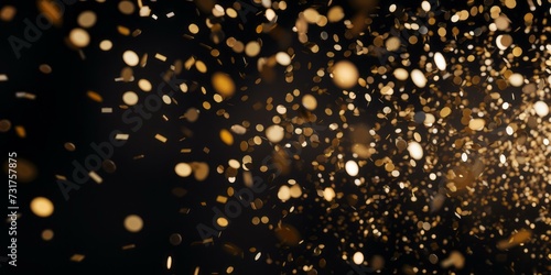 Golden Sparkle Extravaganza Luxurious Confetti Cascade on Elegant Black Background