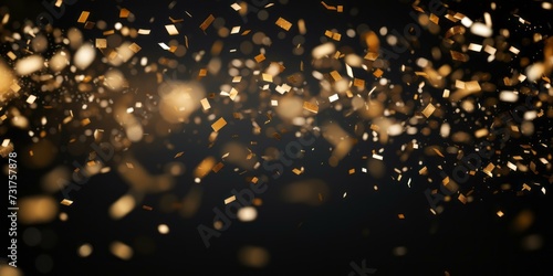 Golden Sparkle Extravaganza Luxurious Confetti Burst on Black Background