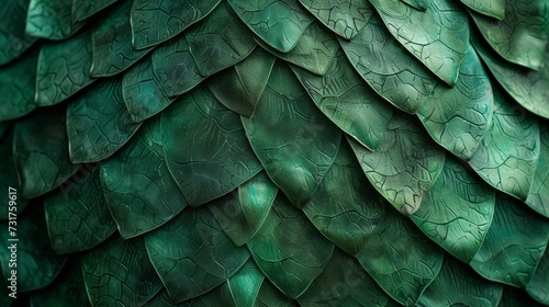 Green dragon scale pattern close-up - luxury background texture for wallpaper. photo