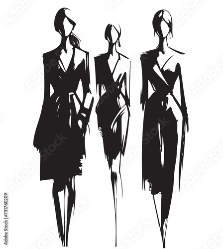 Stylish fashion models. Abstract fashion girls Sketch