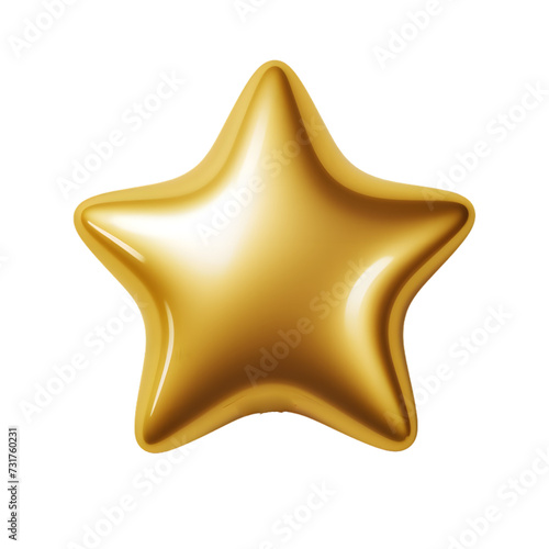 Golden star shaped balloon isolated on transparent background