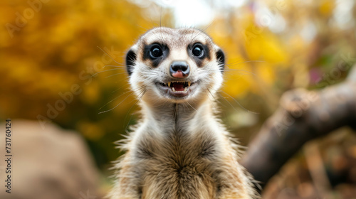 Wallpaper Mural funny suracat. Comical animal making a funny face that's impossible not to chuckle at. Funny smiling animal. Perfect for lighthearted and amusing design projects. Torontodigital.ca