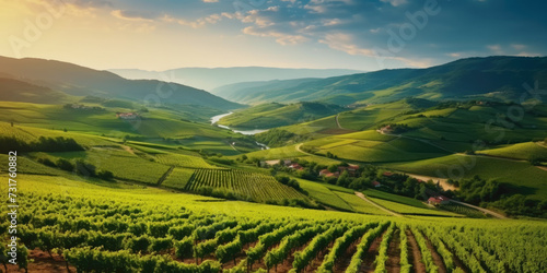 Beautiful landscape of Vineyards in European region in summer season comeliness photo