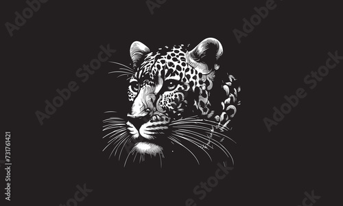 Ethereal Beauty: A Majestic Leopard Illustrated with Intricate Line Art and Patterns, leopard, wildlife, art, illustration, black and white, patterns, line art, majestic, animal portrait, ethereal bea