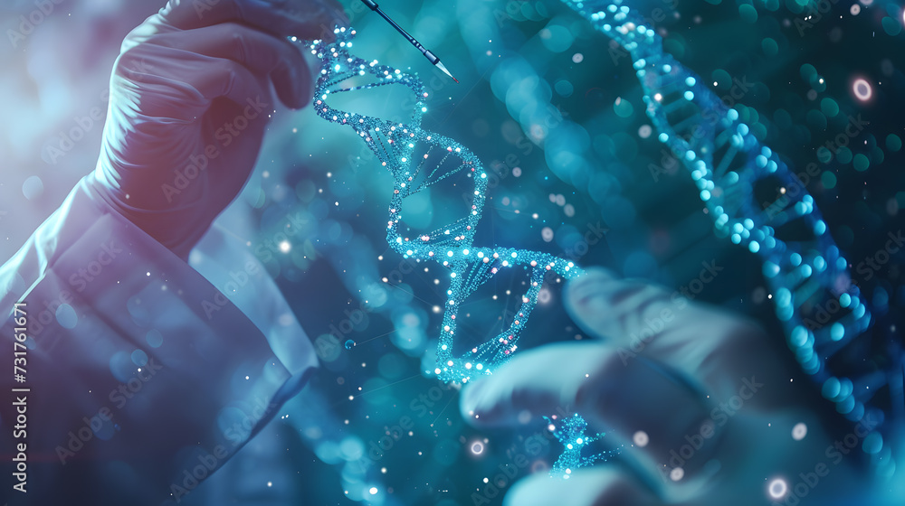 A scientist using a gene editing tool to cure a disease. Editing genes or DNA to treat disease is a future technology that will make it possible to treat more patients. Generative AI. A scientist using a gene editing tool to cure a disease. Editing genes or DNA to treat disease is a future technology that will make it possible to treat more patients. Generative AI.