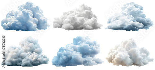 Set of realistic cloud, isolated on transparent background