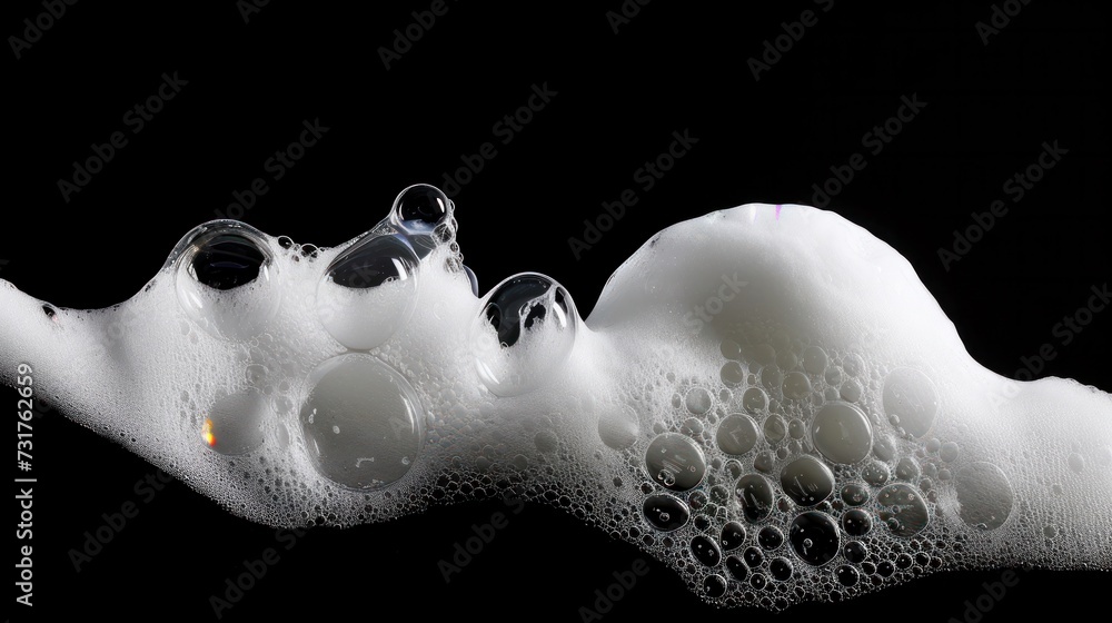 soap foam and lather against a black backdrop background