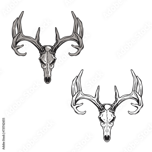 deer skull vector illustrations. drawing with line-art on white backgrounds. Simple Design Outline Style. You can give color you like