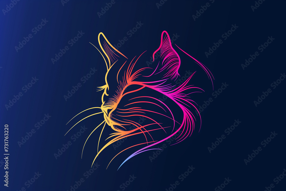 Minimalist feline gradient logo