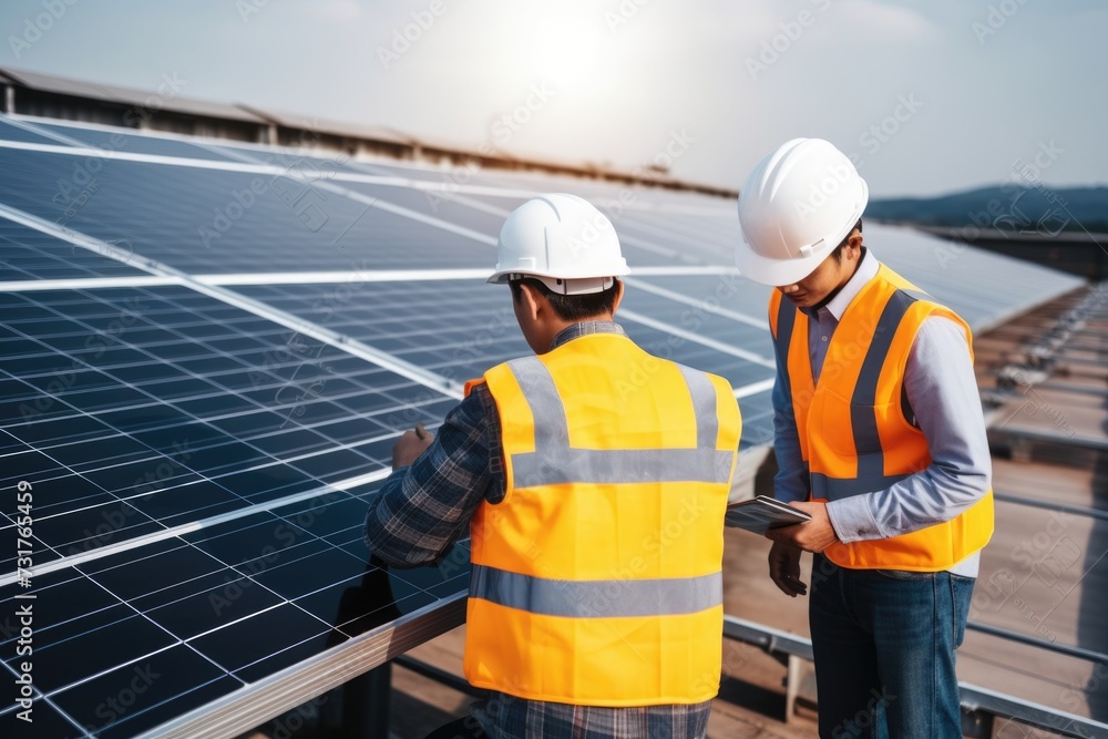 Investigation of Engineers Solar Panel Installation for Warehouse. Investigation of Engineers Solar Panel Installation for Warehouse.