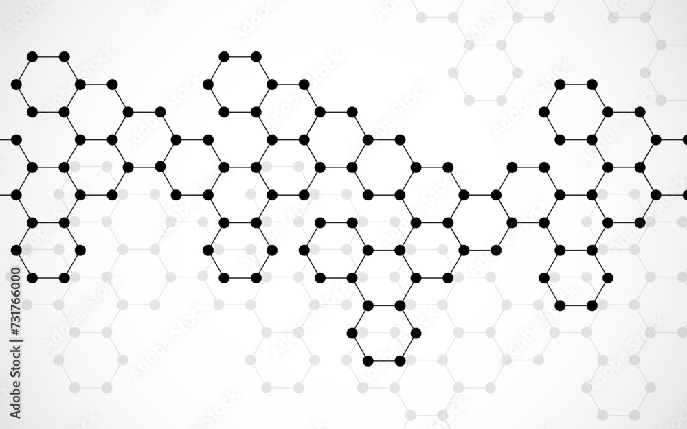 Hexagonal molecules background, molecular structure of DNA. Vector illustration Hexagonal molecules background, molecular structure of DNA. Vector illustration
