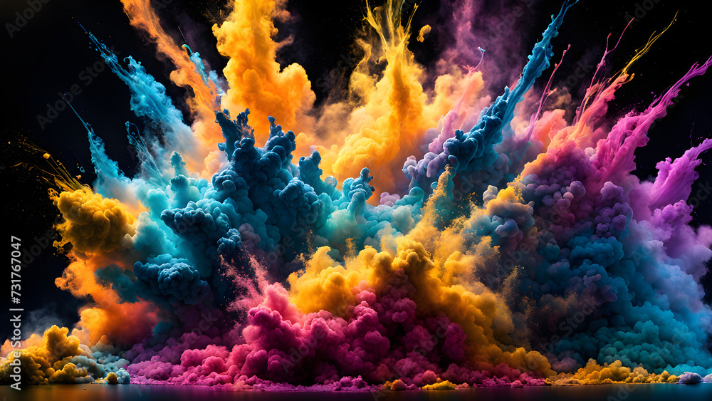  illustration artwork of an explosion of colored powder Generative Ai