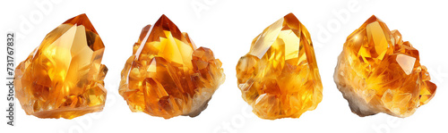 Citrine stones isolated on transparent or white background, png