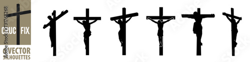 Crucifix silhouette set. Cross sign.
