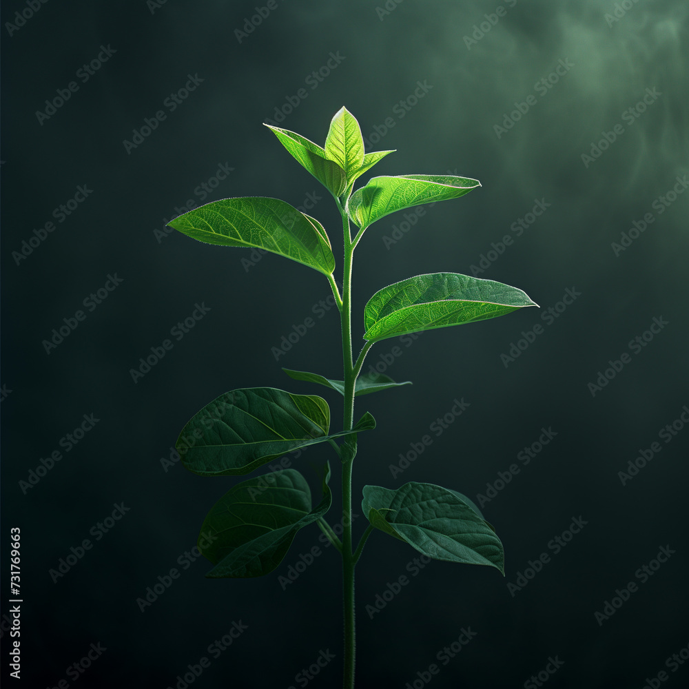 Plant Sprout Against a Misty Dark Background Plant Sprout Against a Misty Dark Background