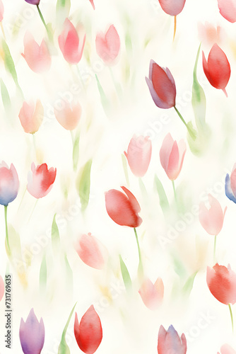 Seamless background with tulips #731769635