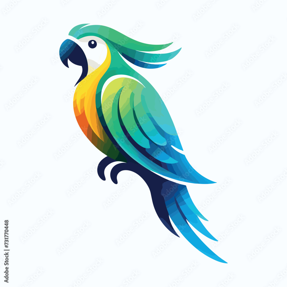 Fototapeta premium Vector parrot bird gradient colorful logo design, Generative Ai