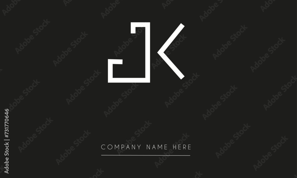 JK or KJ Minimal Logo Design Vector Art Illustration JK or KJ Minimal Logo Design Vector Art Illustration
