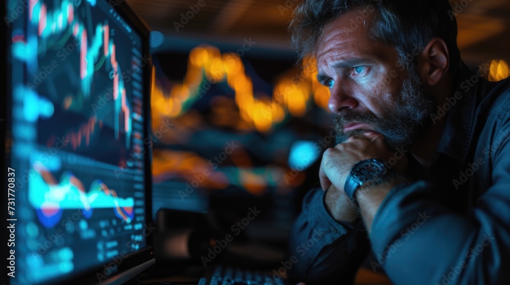 sad, stressed and hopeless businessman with his work at office at night. sad, stressed and hopeless businessman with his work at office at night.