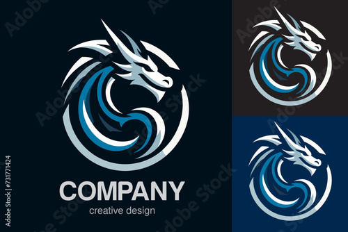 flat logo of Vector dragon design