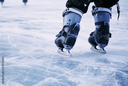 Wallpaper Mural frost patterns on ice, skater with knee pads gliding behind Torontodigital.ca
