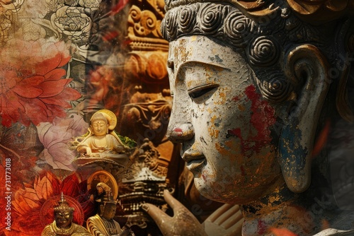 Collage asian culture and religion