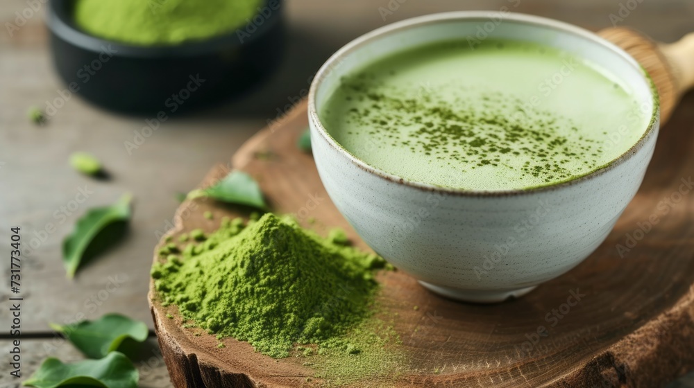 Matcha green tea drink and powder Matcha green tea drink and powder