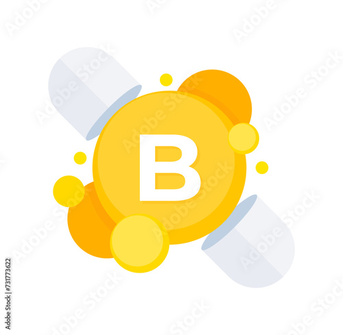 Brightly colored vitamin B complex capsules illustration for supporting overall health and wellness