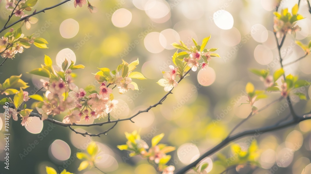 Springtime bokeh with blossoming trees