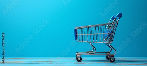 Shop-a-thon: A Blue Shopping Cart on a Blue Wall Generative AI