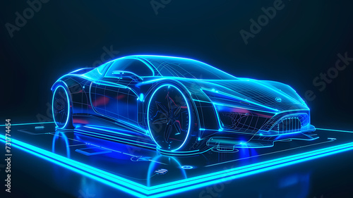 Futuristic Hologram Car Display in a High-Tech Laboratory © Artistic Visions