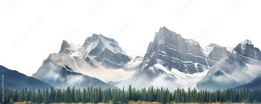 Fototapeta premium Picturesque landscape with majestic mountain peaks, cut out