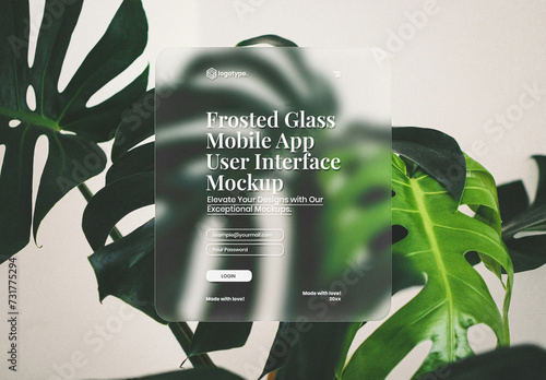 Square User Interface Frosted Glass Mockup