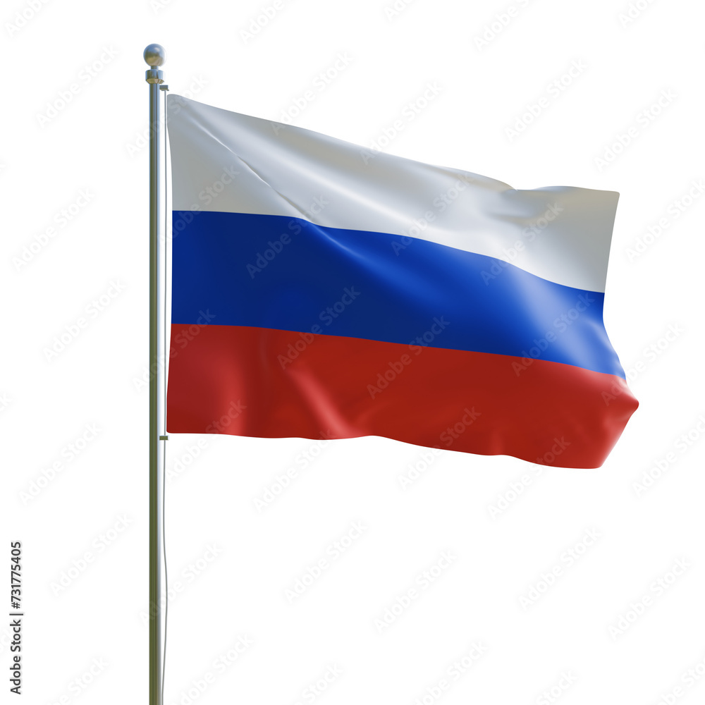 3d render PSD Russia realistic flag with pole 3d render PSD Russia realistic flag with pole