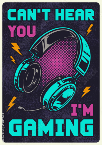 Gaming headphones vintage sticker colorful