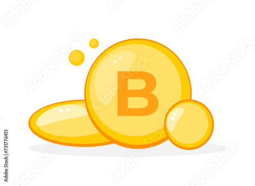Brightly colored vitamin B complex capsules illustration for supporting overall health and wellness