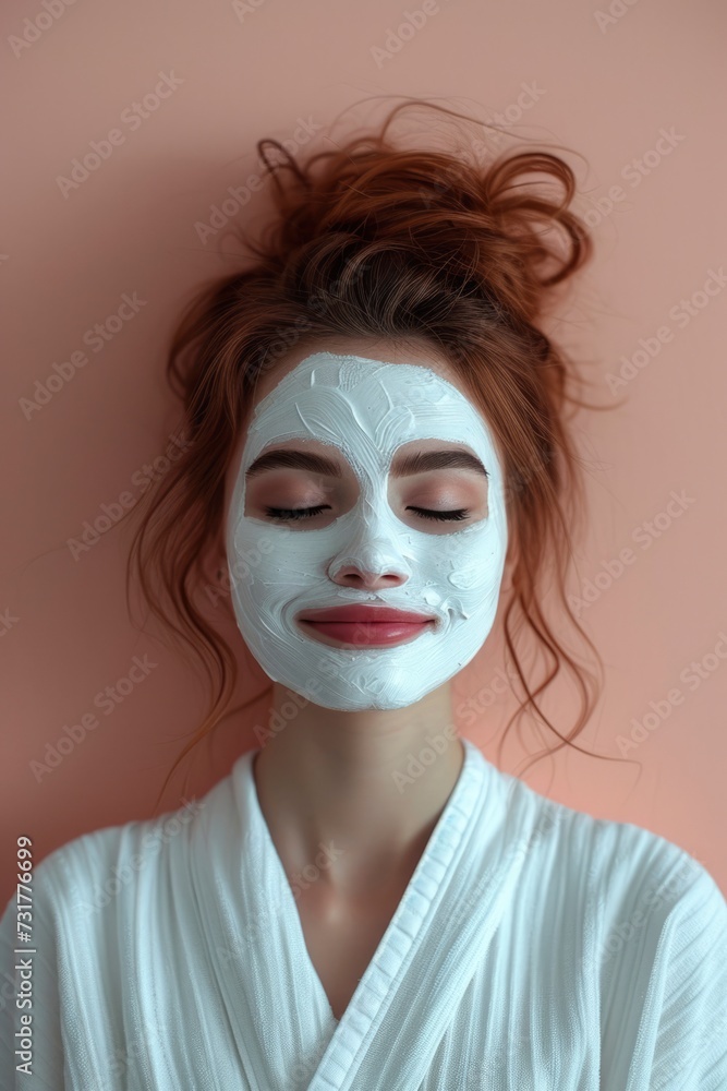 Photo a young woman using a face mask cream Photo a young woman using a face mask cream
