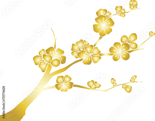 Chinese style retro golden plum blossom