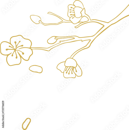 Chinese style retro golden plum blossom