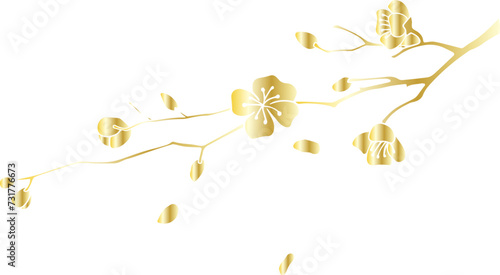 Chinese style retro golden plum blossom