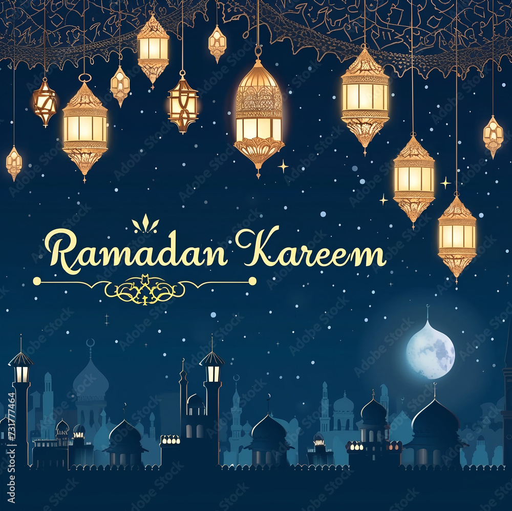 Islamic background of Ramadan Kareem social media post design template