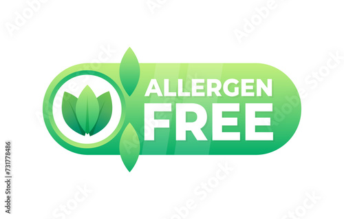 Allergen Free Stamp with a Green Leaf Emblem Signifying Pure and Safe Products